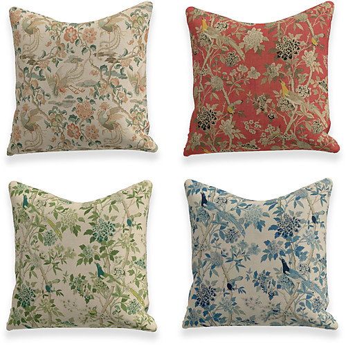 

Cushion Cover 4PCS Linen Soft Decorative Square Throw Pillow Cover Cushion Case Pillowcase For Sofa Bedroom 45 x 45 cm (18 x 18 Inch) Superior Quality Mashine Washable Dark Flower