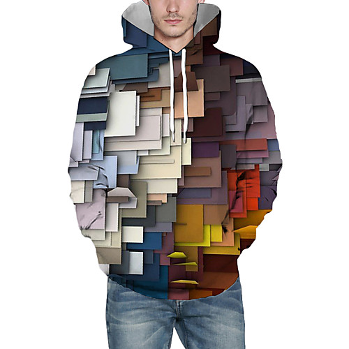 

Men's Pullover Hoodie Sweatshirt Graphic Abstract 3D Front Pocket Daily 3D Print 3D Print Casual Hoodies Sweatshirts Rainbow
