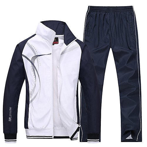 

Men's 2 Piece Full Zip Tracksuit Street Casual 2pcs Long Sleeve Lightweight Breathable Soft Gym Workout Running Active Training Jogging Exercise Sportswear Stripes White Black Yellow Red Blue Green