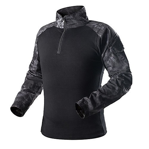 

Men's Hunting Jacket Outdoor Breathable Fast Dry Ultraviolet Resistant Wearable Fall Spring Camo Clothing Suit Cotton Camping / Hiking Hunting Fishing Camouflage Blue Black Camouflage