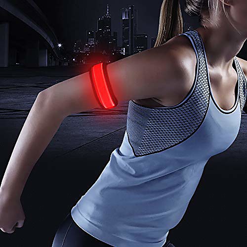 

(tm) led slap bracelet, glow bracelet, led bracelet, armband, on off switch, battery replaceable, for kids, cyclist, runners, high visibility, water resistant. (red)