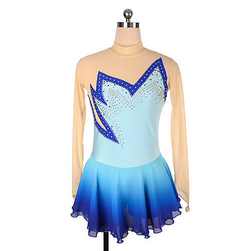 

Figure Skating Dress Women's Girls' Ice Skating Dress Blue Sky Blue Spandex High Elasticity Training Competition Skating Wear Crystal / Rhinestone Long Sleeve Ice Skating Figure Skating / Kids