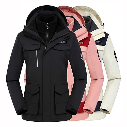

Women's Hoodie Jacket Hiking Jacket Hiking 3-in-1 Jackets Winter Outdoor Patchwork Thermal Warm Waterproof Windproof Fleece Lining 3-in-1 Jacket Winter Jacket Fleece Camping / Hiking Ski / Snowboard