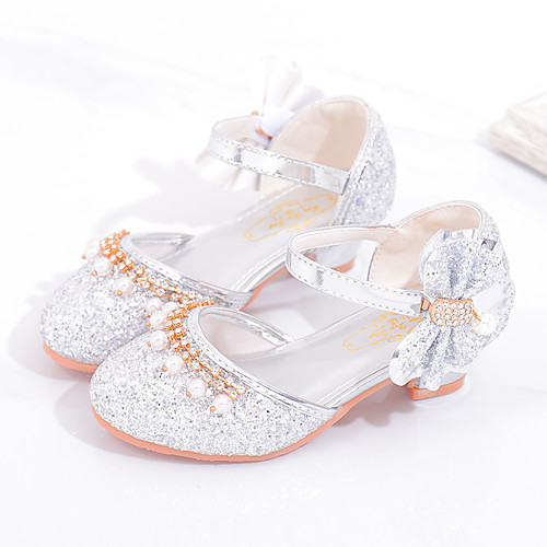 

Girls' Heels Moccasin Flower Girl Shoes Princess Shoes Rubber Patent Leather Little Kids(4-7ys) Big Kids(7years ) Daily Party & Evening Walking Shoes Rhinestone Buckle Sequin Pink Silver Spring Fall