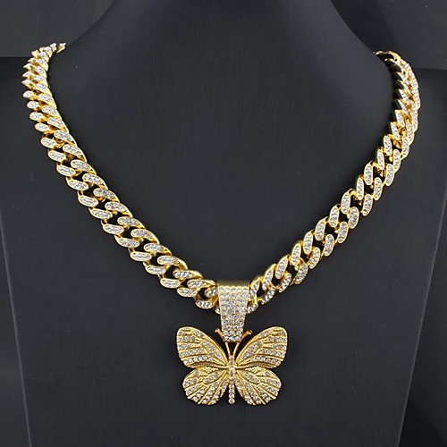 

Women's Girls' Statement Necklace Cuban Link Butterfly European Alloy Gold 55 cm Necklace Jewelry 1pc For Party Evening Gift