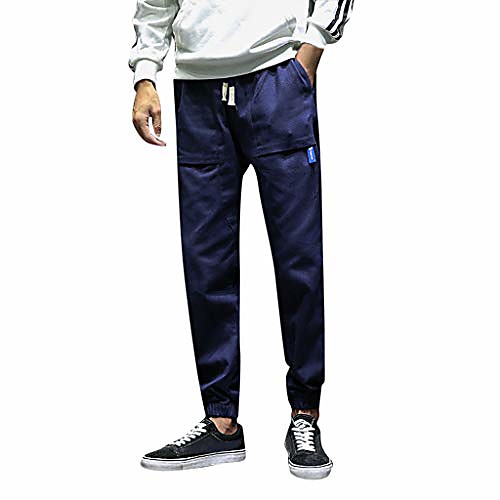 

pants mens autumn winter fashion casual small feet sport trousers loose ninth pants(xl, dark blue)