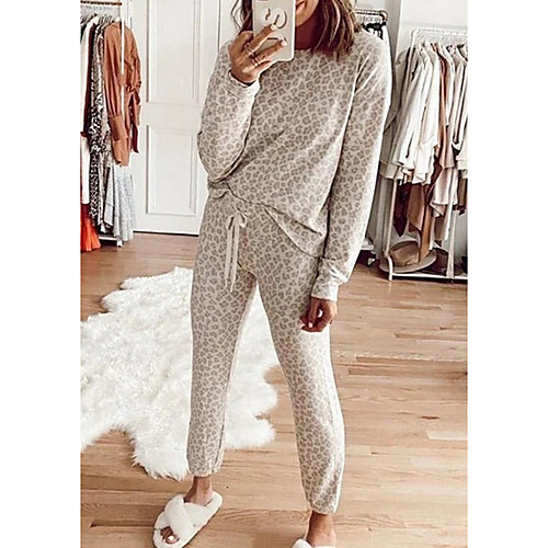 

Women's Basic Tie Dye Leopard Casual / Daily Two Piece Set Sweatshirt Tracksuit Pant Loungewear Patchwork Print Tops