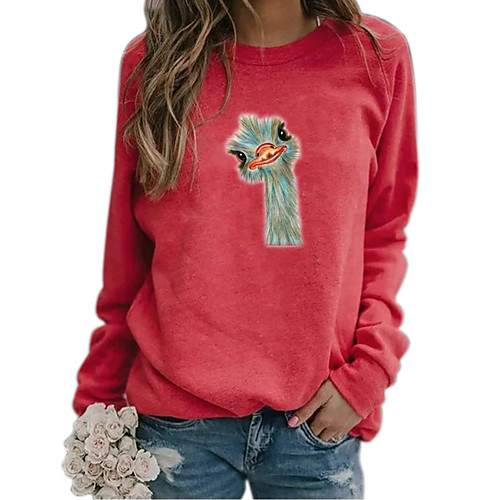 

Women's Pullover Sweatshirt Graphic Bird Animal Daily Basic Casual Hoodies Sweatshirts Loose Blue Red Khaki