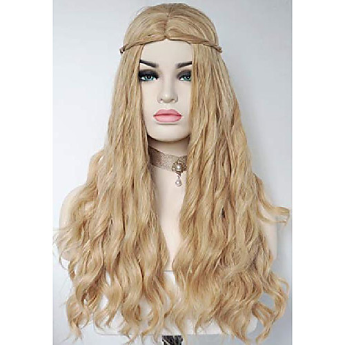 

hippie wigs for women golden blonde wig twist curl halloween cosplay mix blonde with braid (brown)