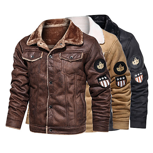 

Men's Hiking Jacket Hiking Windbreaker Winter Outdoor Solid Color Thermal Warm Waterproof Windproof Fleece Lining Winter Jacket Top Hunting Fishing Climbing Black Khaki Coffee / Breathable