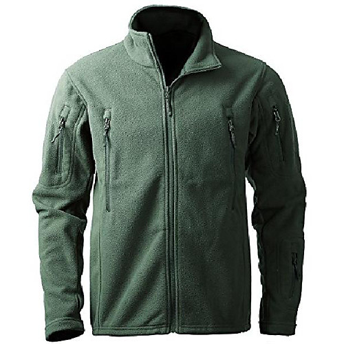 

men's military tactical fleece jackets outdoor zip up warm coats green