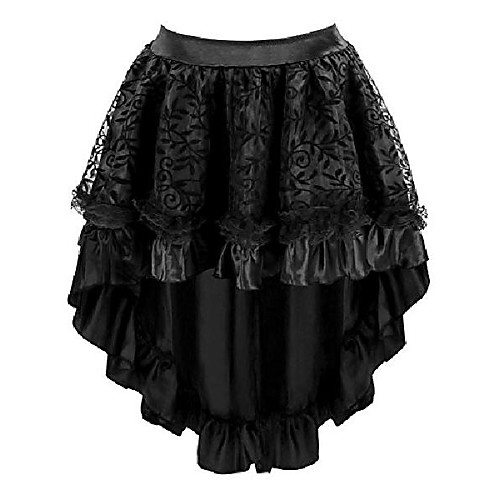 

women's lace steampunk gothic vintage satin high low corset skirt with zipper black s