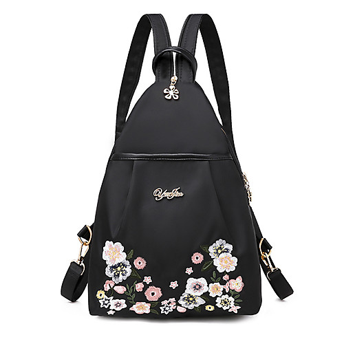

Unisex Oxford Cloth Polyester School Bag Mini Backpack Large Capacity Pattern / Print Zipper Floral Print School Daily Backpack Black / White Black Blushing Pink Dusty Rose