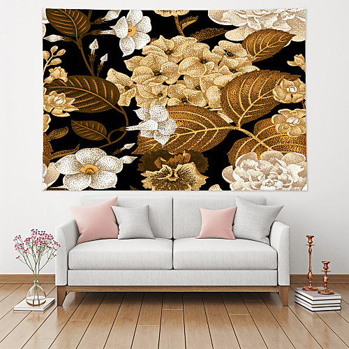 

Wall Tapestry Art Decor Blanket Curtain Hanging Home Bedroom Living Room Decoration Polyester Golden Plant Flower Floral Autumn Style