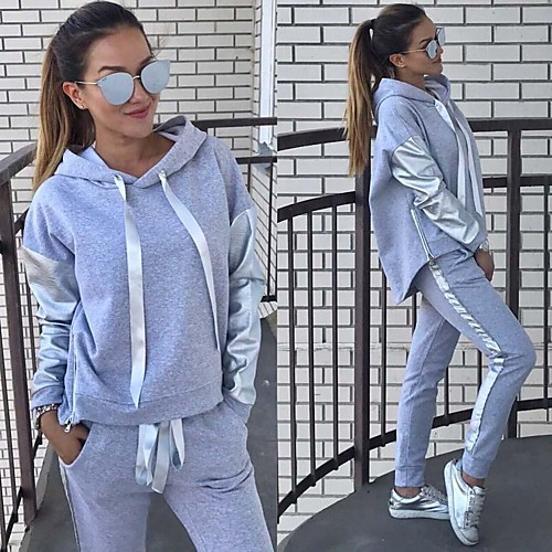 

Women's 2 Piece Patchwork Tracksuit Sweatsuit Casual Athleisure 2pcs Winter Long Sleeve Thermal Warm Breathable Soft Fitness Gym Workout Jogging Training Sportswear Solid Colored Normal Hoodie Track