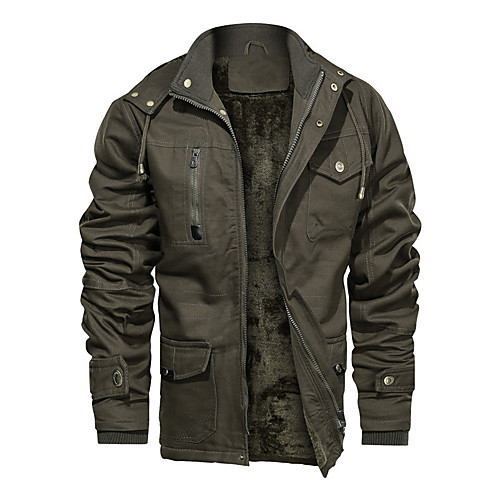 

mens thick winter jackets hooded hunting jackets insulated windbreaker fleece lined field jackets military jackets gray