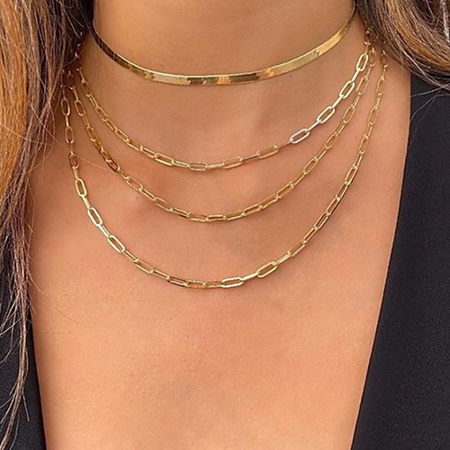

Women's Choker Necklace Chain Necklace Stacking Stackable Simple Vintage European Casual / Sporty Chrome Gold 21-50 cm Necklace Jewelry For Wedding Street Prom Birthday Party Festival