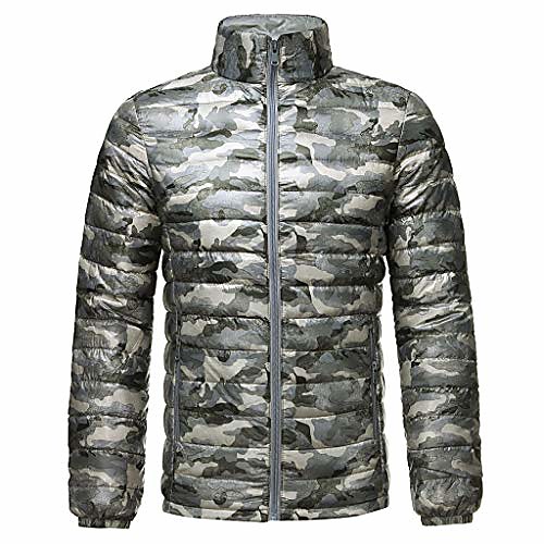 

men outwear winter coat padded cotton long sleeve warm thin tops jacket gray
