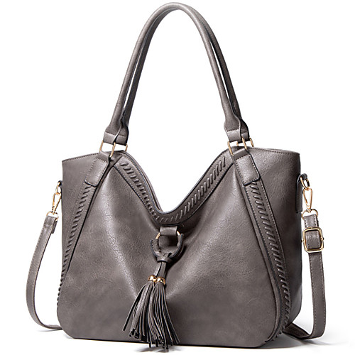 

Women's Bags PU Leather Polyester Top Handle Bag Hobo Bag Tassel Solid Color Daily Office & Career Handbags Black Brown Gray
