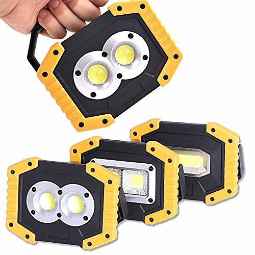 

30w cob rechargable led work light portable waterproof flood light with usb port to charge mobile devices for outdoor camping emergency repairing (double round bulbs)