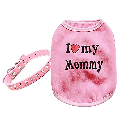 

dog clothes for small dogs girl set of 2 collar accessories pink shirt fir puppy chihuahua yorkie pet clothes funny xs