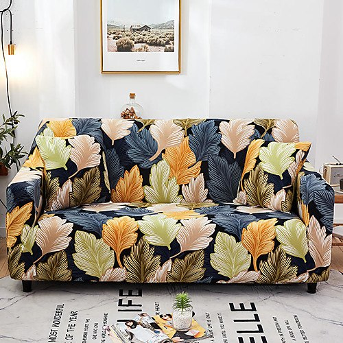 

Leaf Print 1-Piece Sofa Cover Couch Cover Furniture Protector Soft Stretch Slipcover Spandex Jacquard Fabric Super Fit for 1~4 Cushion Couch and L Shape Sofa,Easy to Install(1 Free Cushion Cover)