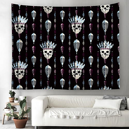 

Wall Tapestry Art Decor Blanket Curtain Picnic Tablecloth Hanging Home Bedroom Living Room Dormitory Decoration Polyester Fiber Skull Feather