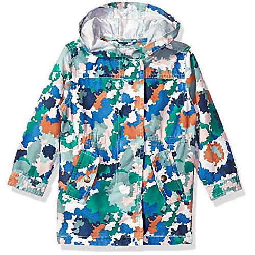 

girls' big long sleeve woven hodded jacket, paint drop, 3t