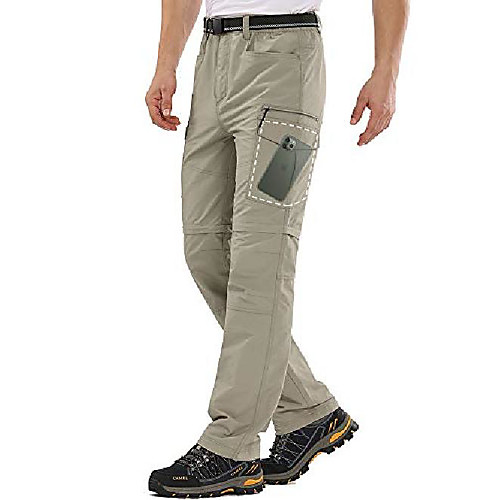 

hiking pants men convertible quick dry travel cargo fishing zip off 10 inseam shorts lightweight safari pants,6055,apricot,29