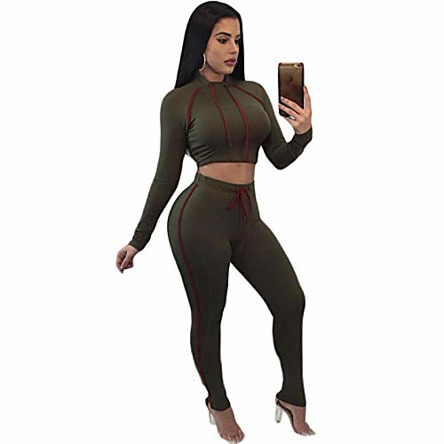 

women tracksuits crop top and pants fashion long sleeve 2 piece set