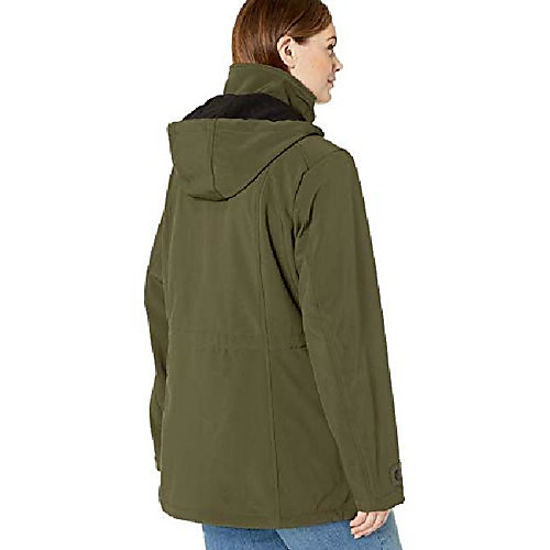 

women's anorak jacket with hood and wing collar, forest, xl