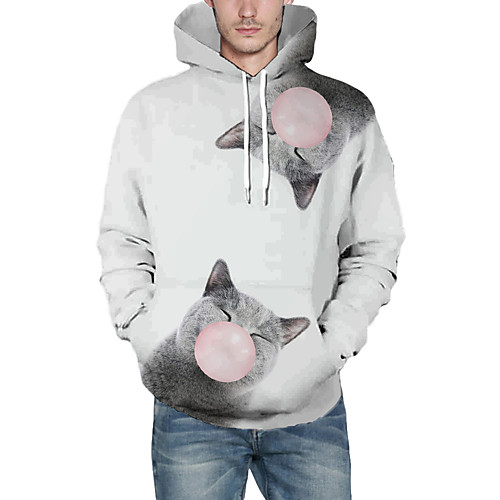

Men's Pullover Hoodie Sweatshirt Animal Patterned Graphic 3D Front Pocket Daily 3D Print 3D Print Hoodies Sweatshirts White