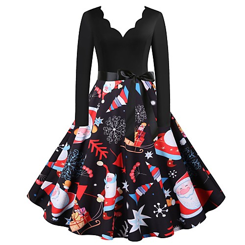 

Santa Claus Christmas Dress Women's Adults' Leisure Christmas Christmas Polyester Dress