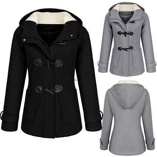 

Women's Solid Colored Jacket Regular Daily Polyester Coat Tops Black
