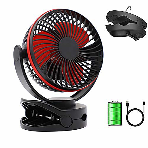 

led camping lantern with tent ceiling fan, operated clip on desk fan with hanging hook for backpacking, hiking, home baby stroller & office (black)