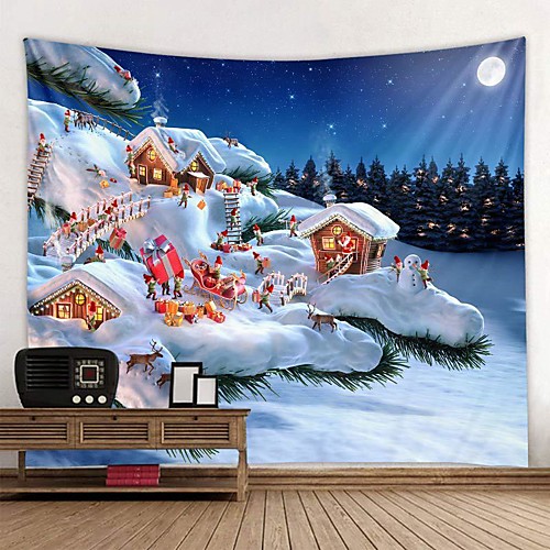 

Christmas Santa Claus Holiday Party Wall Tapestry Art Decor Blanket Curtain Picnic Tablecloth Hanging Home Bedroom Living Room Dorm Decoration Christmas Gift Snowman Snowflake Elk Polyester Views