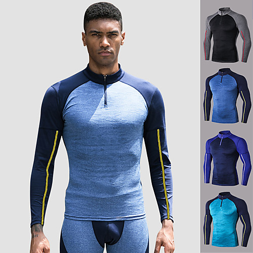 

YUERLIAN Men's Long Sleeve High Neck Workout Shirt Compression Shirt Running Shirt Quarter Zip Base Layer Athleisure Wear Top Athletic Athleisure Winter Breathable Moisture Wicking Soft Fitness Gym