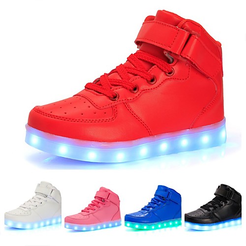 

Girls' Sneakers LED LED Shoes USB Charging Leatherette PU Little Kids(4-7ys) Big Kids(7years ) Casual Outdoor Walking Shoes Lace-up Hook & Loop LED White Black Blue Winter Spring