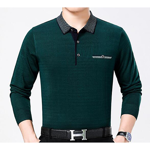 

Men's Polo T shirt non-printing Solid Colored Long Sleeve Daily Tops Business Elegant Blue Red Green