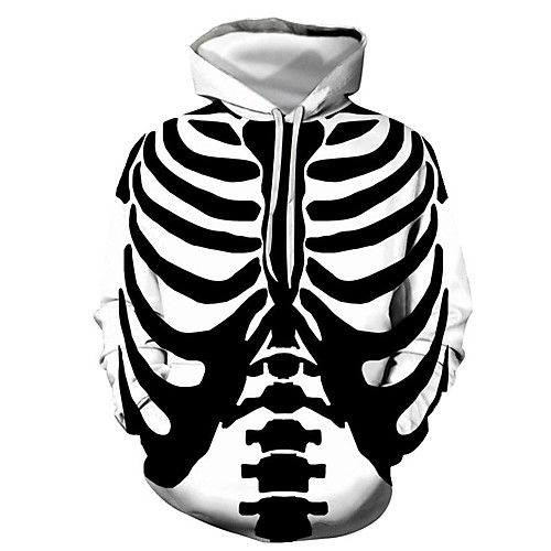 

Men's Pullover Hoodie Sweatshirt Skull Oversized Daily 3D Print Basic Halloween Hoodies Sweatshirts Black