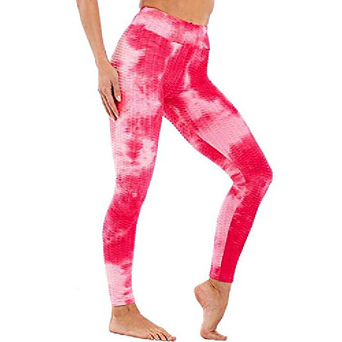

women's leggings high waist yoga pants tummy control running elastic tights, pink, s