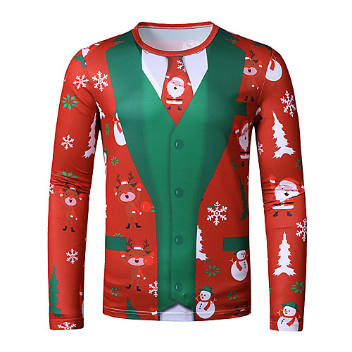 

Men's Pullover Hoodie Sweatshirt Character Ugly Christmas Casual Christmas Hoodies Sweatshirts Red