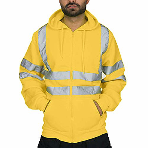 

allywit mens road work high visibility pullover long sleeve hooded sweatshirt tops blouse big and tall