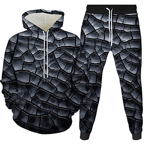 

Men's 3D Hoodies Set Graphic 3D 2 Piece Hooded Daily 3D Print Casual Hoodies Sweatshirts Long Sleeve Black Purple Green