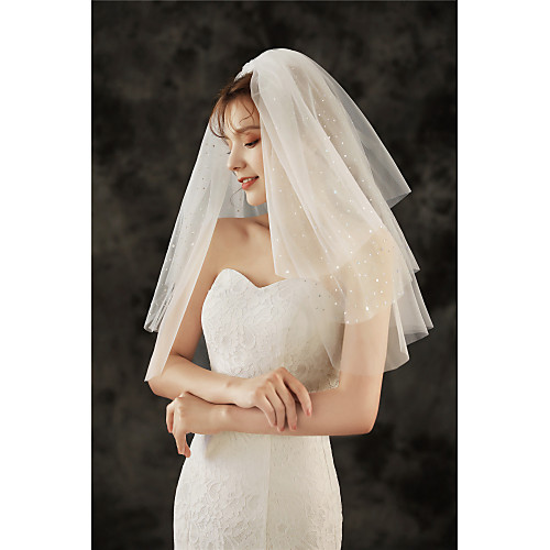 

Three-tier Stylish / Basic Wedding Veil Elbow Veils with Trim 23.62 in (60cm) Tulle