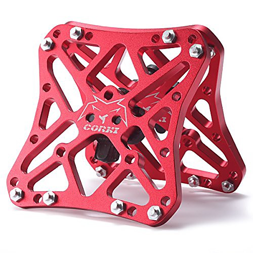 

universal clipless pedal platform adapters aluminum alloy compatible with shimano spd cleats (red)