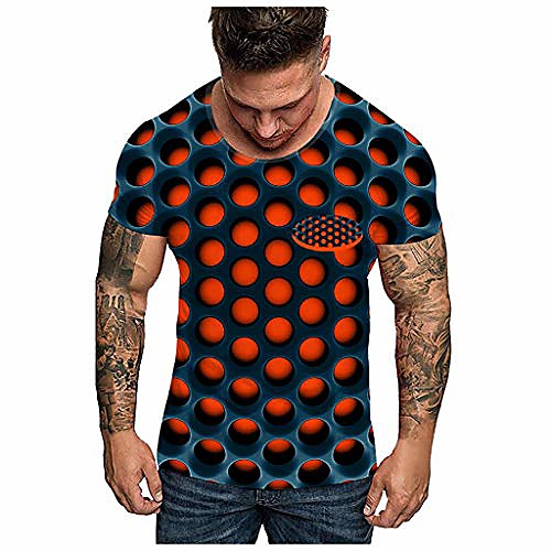 

unisxe dizziness funny tees top men fashion 3d print o-neck short sleeve t shirt orange