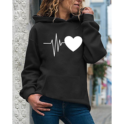 

Women's Pullover Hoodie Sweatshirt Heart Daily Casual Hoodies Sweatshirts White Black Purple