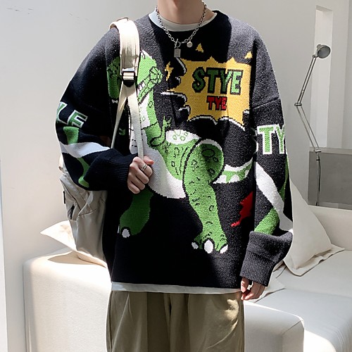 

Men's Sweatshirt Pullover Color Block Knitting Crew Neck Nylon Animal Patterned Sport Athleisure Sweatshirt Top Long Sleeve Breathable Soft Sweat Out Comfortable Everyday Use Casual / Winter