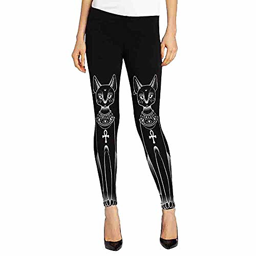 

women egyptian cat stamp hippie gothic skinny casual pants tights leggings m black m trousers for women